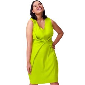 Universal Standard Raven fitted V-neck dress, Citrine green